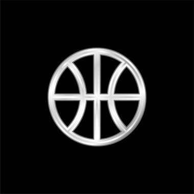 Basketbol gümüş kaplama metalik ikon