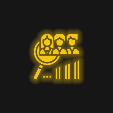 Analiz sarı parlak neon simgesi
