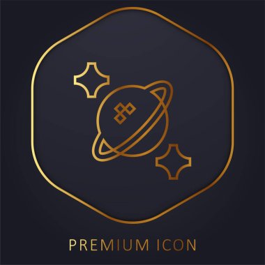 Astrophysics golden line premium logo or icon clipart