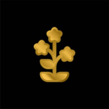 Alpine Forget Me Not gold plated metalic icon or logo vector clipart