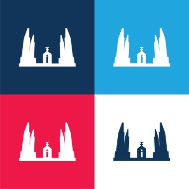 Bangkok Democracy Monument Of Thailand blue and red four color minimal icon set clipart