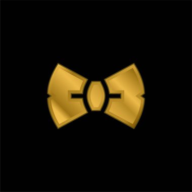 Bowtie altın kaplama metalik simge veya logo vektörü