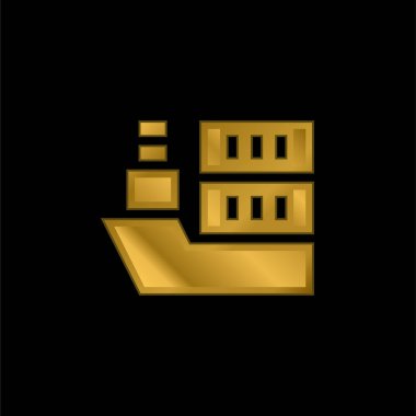 Tekne altın kaplamalı metalik simge veya logo vektörü
