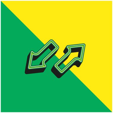 Çift Oklar Karşıt Yönler Yeşil ve Sarı Modern 3D vektör simgesi logosu