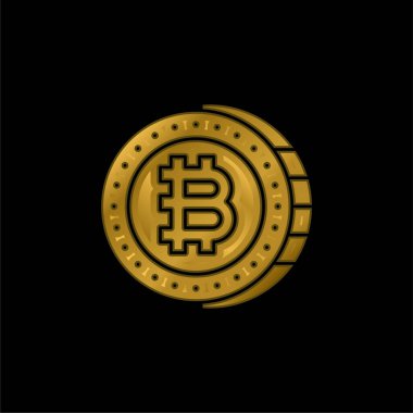 Bitcoin altın kaplama metalik simge veya logo vektörü