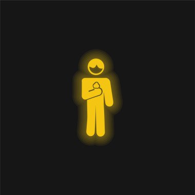 Dondurma Külahlı Çocuk Sarı parlak neon ikonuyla