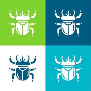 Beetle Flat four color minimal icon set clipart