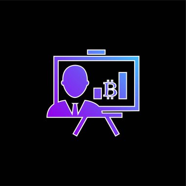 Çubuk Mavi Grafik vektör simgesiyle Bitcoin Sunumu