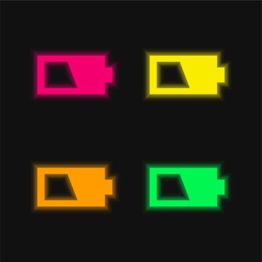 Pil dört renk parlayan neon vektör simgesi