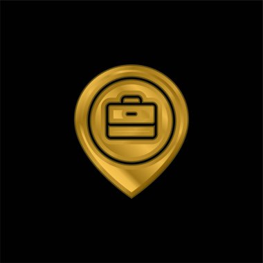 Altın kaplama metalik simge veya logo vektörünü adresle