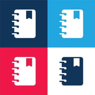 Gündem mavi ve kırmızı dört renk minimal simge kümesi