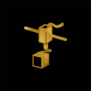 3d Yazıcı Aracı Altın kaplama metalik simge veya logo vektörü üzerinde çalışıyor
