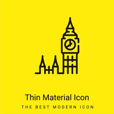 Big Ben minimal bright yellow material icon clipart