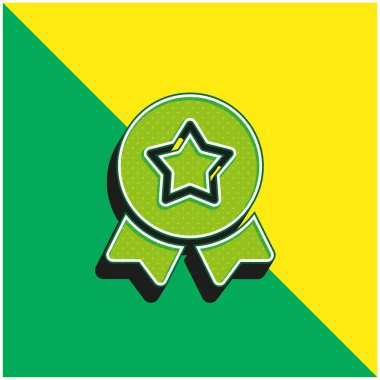 Rozet Yeşil ve Sarı Modern 3D vektör simgesi logosu