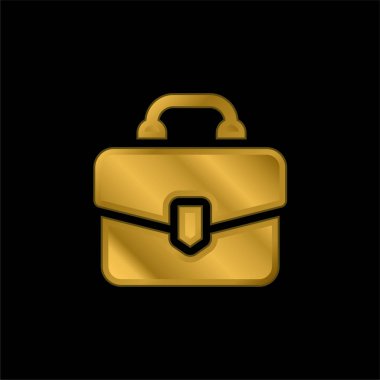 Evrak çantası altın kaplama metalik simge veya logo vektörü