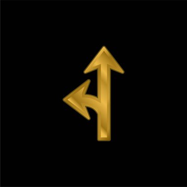 Arrow Junction One To The Left gold plated metalic icon or logo vector clipart