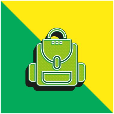 Sırt çantası yeşil ve sarı modern 3d vektör simgesi logosu