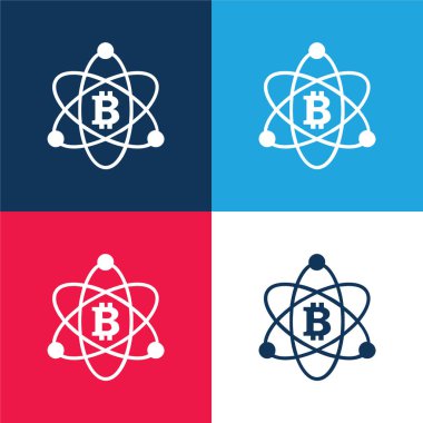 Bitcoin Bilim Sembolünde mavi ve kırmızı en az dört renk simgesi kümesi