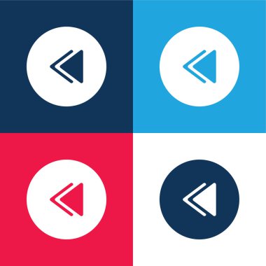 Geriye doğru mavi ve kırmızı dört renk minimal simgesi