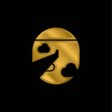 Uçak altın kaplama metalik simge veya logo vektörü