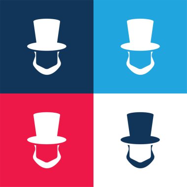 Abraham Lincoln Şapka ve Sakal Şekilleri Mavi ve kırmızı Dört Renk Simgesi