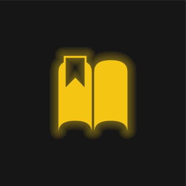 Açılmış Bir Kitapta Yer İmi Sarı parlak neon simgesi