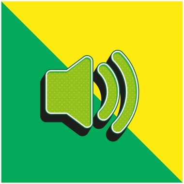 Yeşil ve sarı renkli 3D vektör logosunun ses hoparlörü