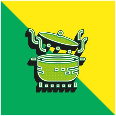 Yeşil ve sarı renkli modern 3d vektör simgesi logosu