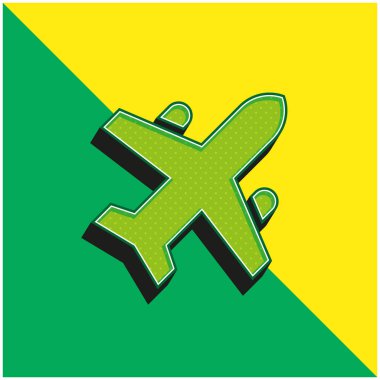 Uçak Yeşil ve Sarı Modern 3D vektör simgesi logosu