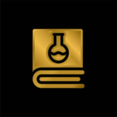 Kitap altın kaplamalı metalik simge veya logo vektörü
