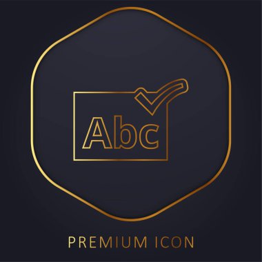 ABC Verification Symbol golden line premium logo or icon clipart