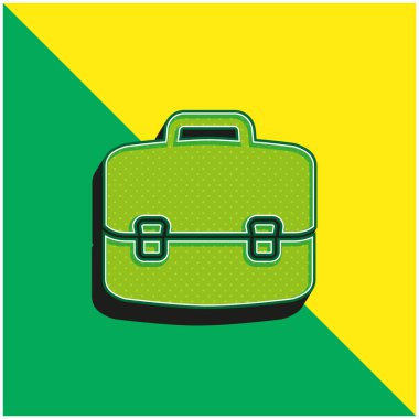 Evrak çantası Yeşil ve sarı modern 3d vektör simgesi logosu