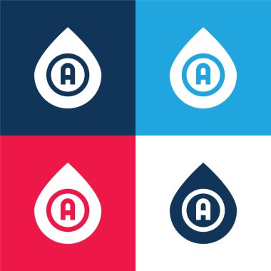 Kan grubu mavi ve kırmızı dört renk minimal simge kümesi