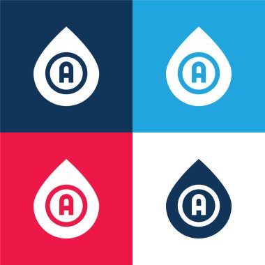 Blood Type blue and red four color minimal icon set clipart
