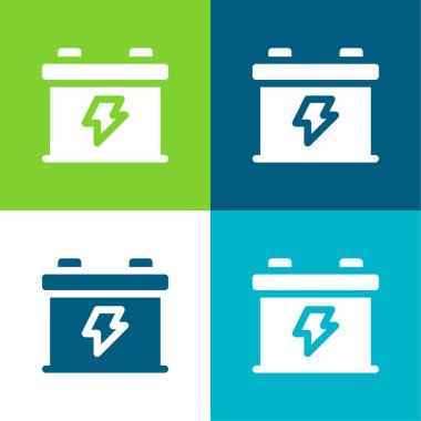 Batarya Düz 4 renk en küçük simge seti