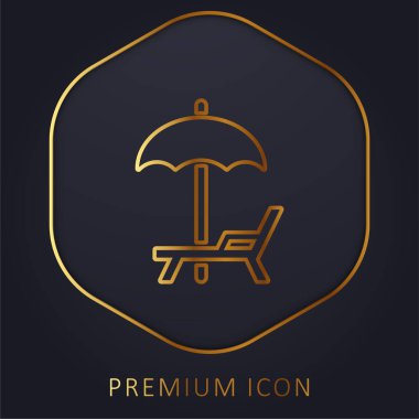 Plaj Şemsiyesi ve Hamak Altın Çizgisi logosu veya simgesi