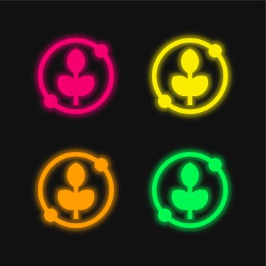 Agronomy four color glowing neon vector icon clipart