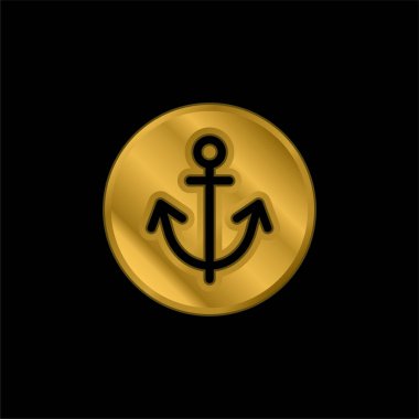 Çapa altın kaplama metalik simge veya logo vektörü