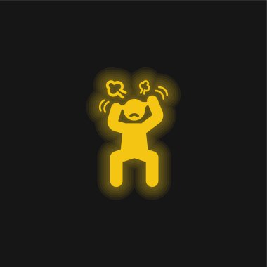 Angry Man yellow glowing neon icon clipart