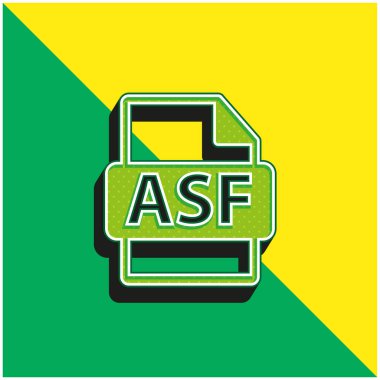 Asf Dosya Biçimi Sembol Yeşil ve Sarı 3d vektör simgesi logosu