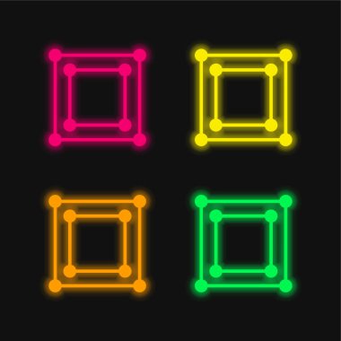 Bounding Box four color glowing neon vector icon clipart