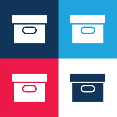 Box Covered blue and red four color minimal icon set clipart