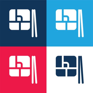 Bento mavi ve kırmızı dört renk minimal simge kümesi