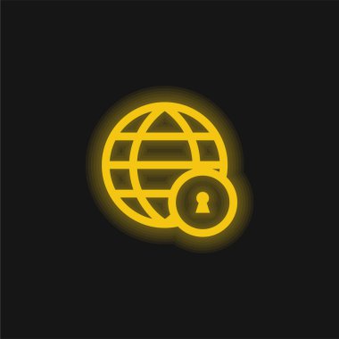 Erişim Kilitli sarı parlak neon simgesi