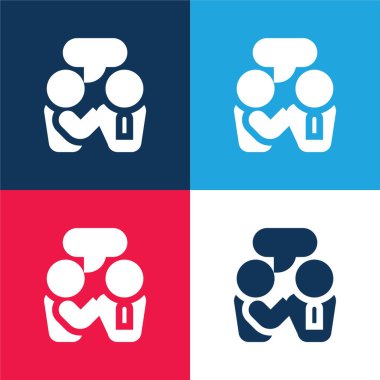 Öfke mavi ve kırmızı dört renk en düşük simge kümesi