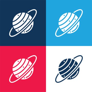Astronomi mavi ve kırmızı dört renk minimal simgesi