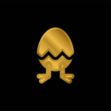 Birth gold plated metalic icon or logo vector clipart