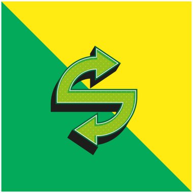 Yeşil ve sarı oklar modern 3d vektör simgesi logosu