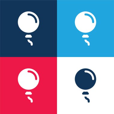 Balon mavi ve kırmızı dört renk minimal simge kümesi