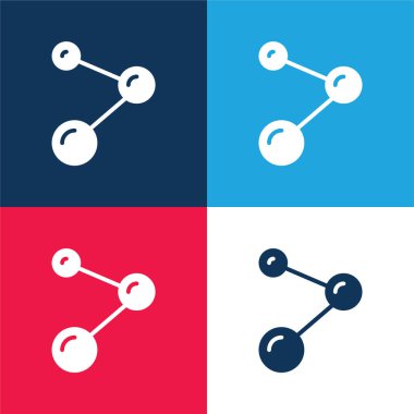Atomlar mavi ve kırmızı dört renk minimal simge kümesi